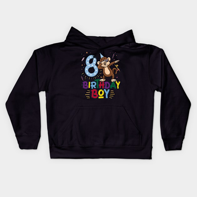 Funny Birthday Gift 8 year old Boy Dabbing Monkey T-Shirt Kids Hoodie by Pummli